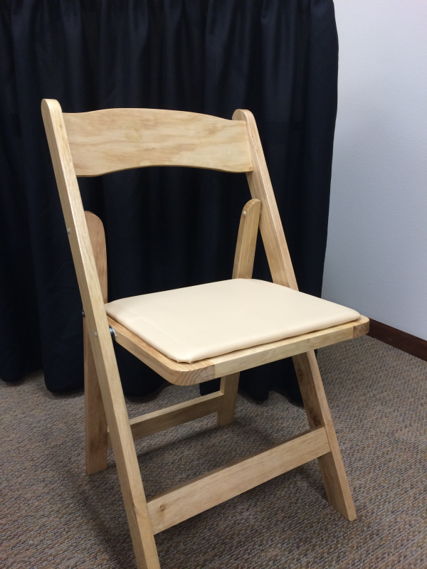 Natural Wood Folding Chair With Padded Seat